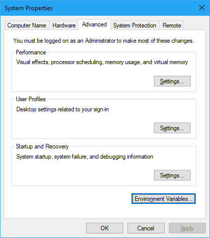 Environment variables